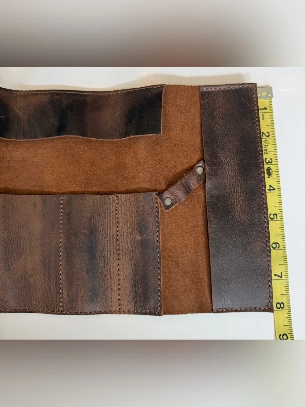 Hide And Drink Leather Multi Purpose Pencil Roll Up Pouch Brown Hand Crafted